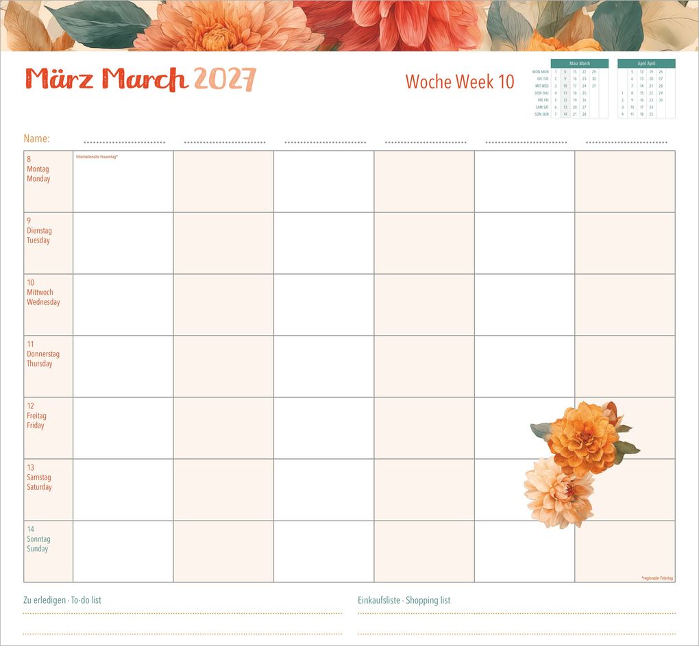 Weitere Ansicht: Familienwochenkalender Flowers 2027 | Neumann Verlage GmbH & Co. KG