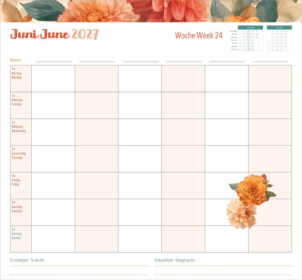 Weitere Ansicht: Familienwochenkalender Flowers 2027 | Neumann Verlage GmbH & Co. KG