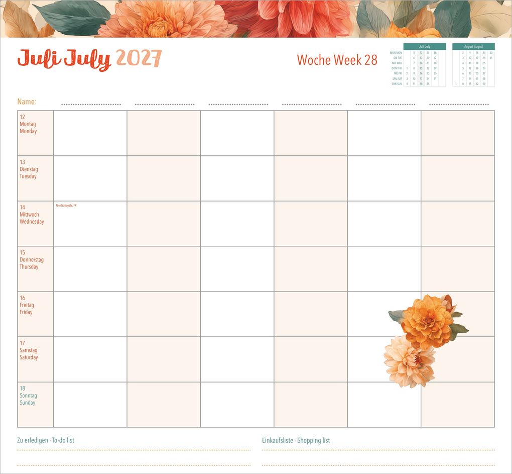 Weitere Ansicht: Familienwochenkalender Flowers 2027 | Neumann Verlage GmbH & Co. KG