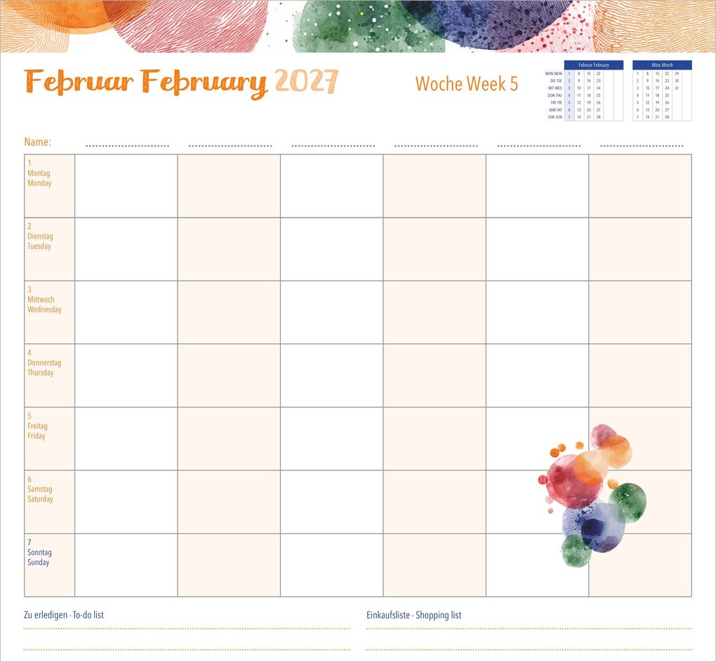 Weitere Ansicht: Familienwochenkalender Dots 2027 | Neumann Verlage GmbH & Co. KG