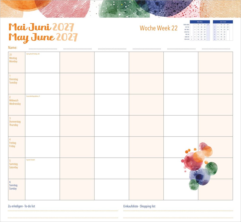 Weitere Ansicht: Familienwochenkalender Dots 2027 | Neumann Verlage GmbH & Co. KG