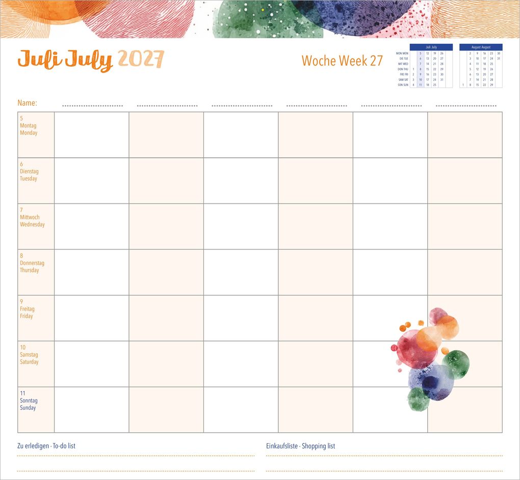 Weitere Ansicht: Familienwochenkalender Dots 2027 | Neumann Verlage GmbH & Co. KG