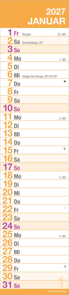 Weitere Ansicht: GROSSDRUCK Streifenplaner XL 2027 | Neumann Verlage GmbH & Co. KG