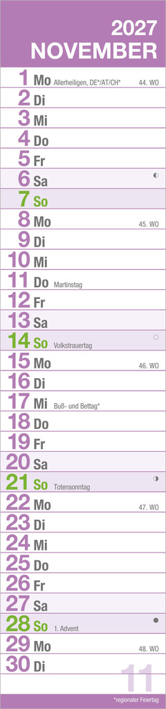 Weitere Ansicht: GROSSDRUCK Streifenplaner XL 2027 | Neumann Verlage GmbH & Co. KG