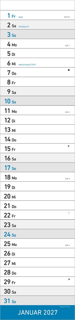 Weitere Ansicht: Streifenplaner XL BLAU 2027 | Neumann Verlage GmbH & Co. KG