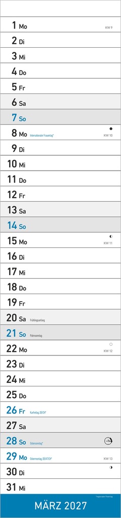 Weitere Ansicht: Streifenplaner XL BLAU 2027 | Neumann Verlage GmbH & Co. KG