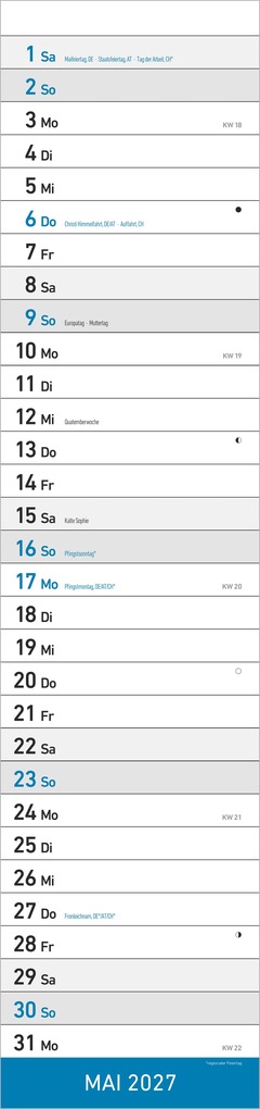Weitere Ansicht: Streifenplaner XL BLAU 2027 | Neumann Verlage GmbH & Co. KG