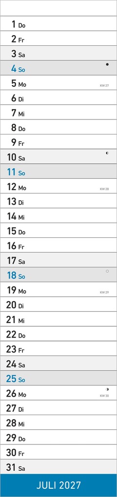Weitere Ansicht: Streifenplaner XL BLAU 2027 | Neumann Verlage GmbH & Co. KG
