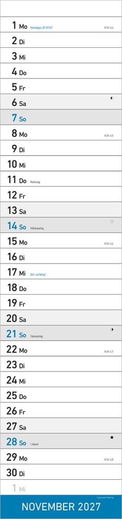 Weitere Ansicht: Streifenplaner XL BLAU 2027 | Neumann Verlage GmbH & Co. KG
