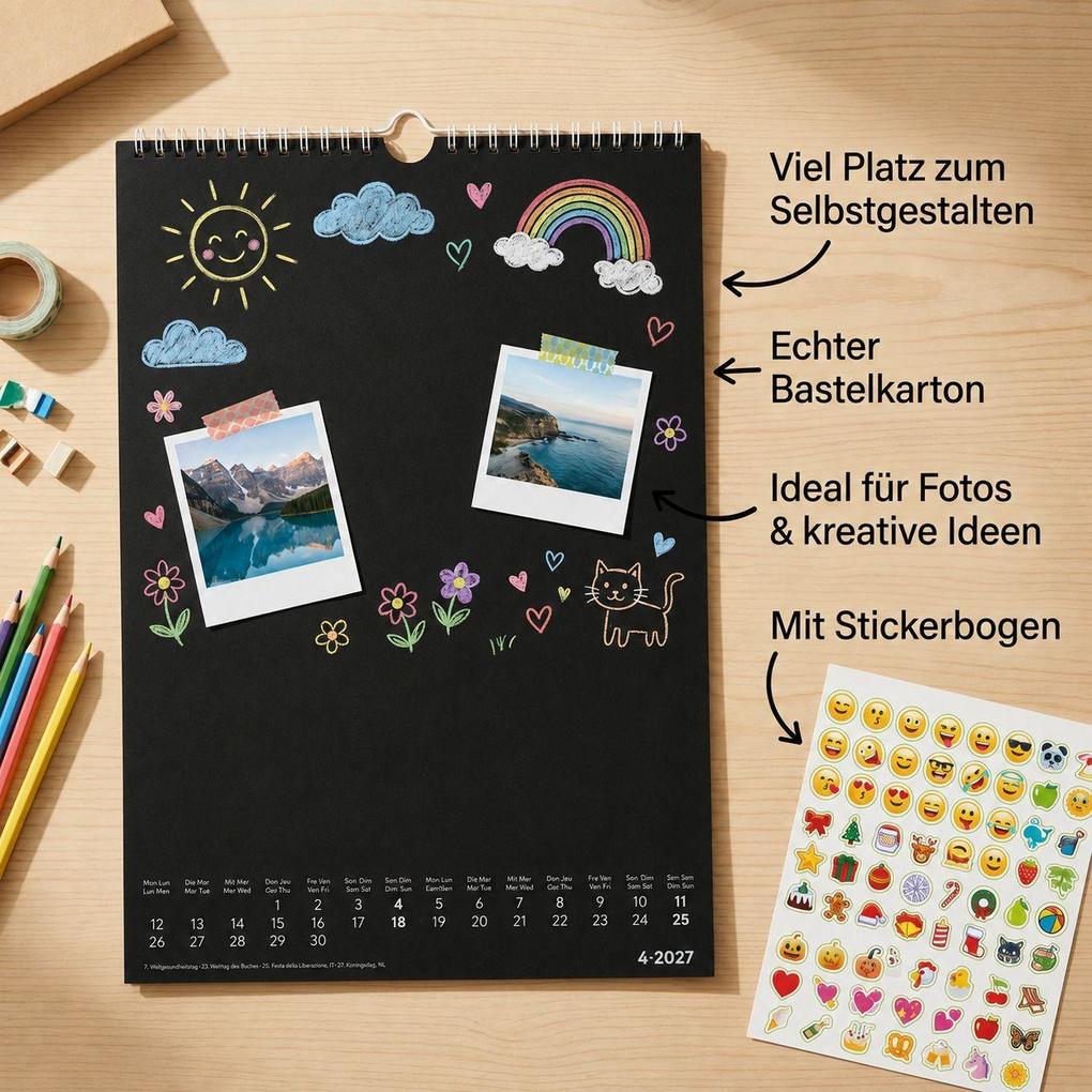 Weitere Ansicht: Kreativkalender A4 schwarz 2027 | Neumann Verlage GmbH & Co. KG