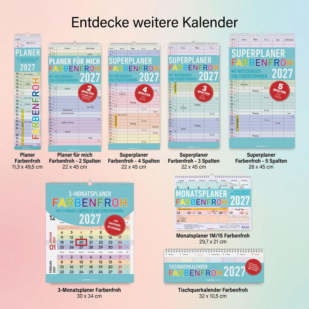 Weitere Ansicht: Superplaner Farbenfroh - 4 Spalten 2027