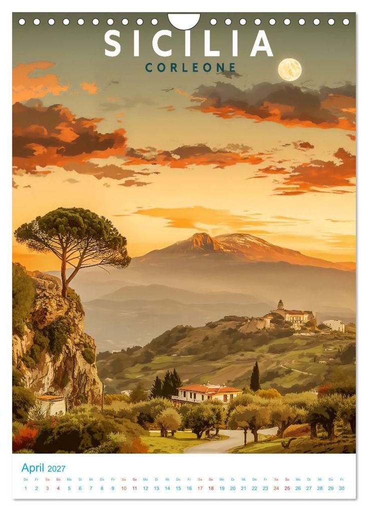 Weitere Ansicht: Sizilien - Old School Poster Style (Wandkalender 2027 DIN A4 hoch), CALVENDO Monatskalender | Val Thoermer, Calvendo