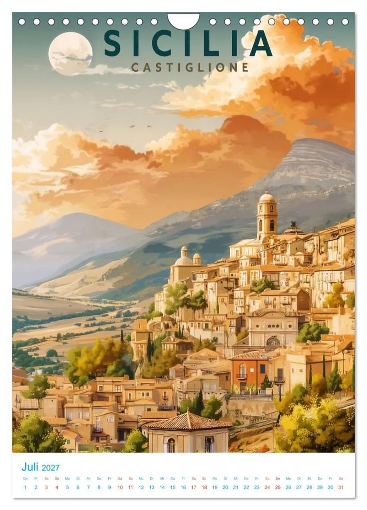 Weitere Ansicht: Sizilien - Old School Poster Style (Wandkalender 2027 DIN A4 hoch), CALVENDO Monatskalender | Val Thoermer, Calvendo