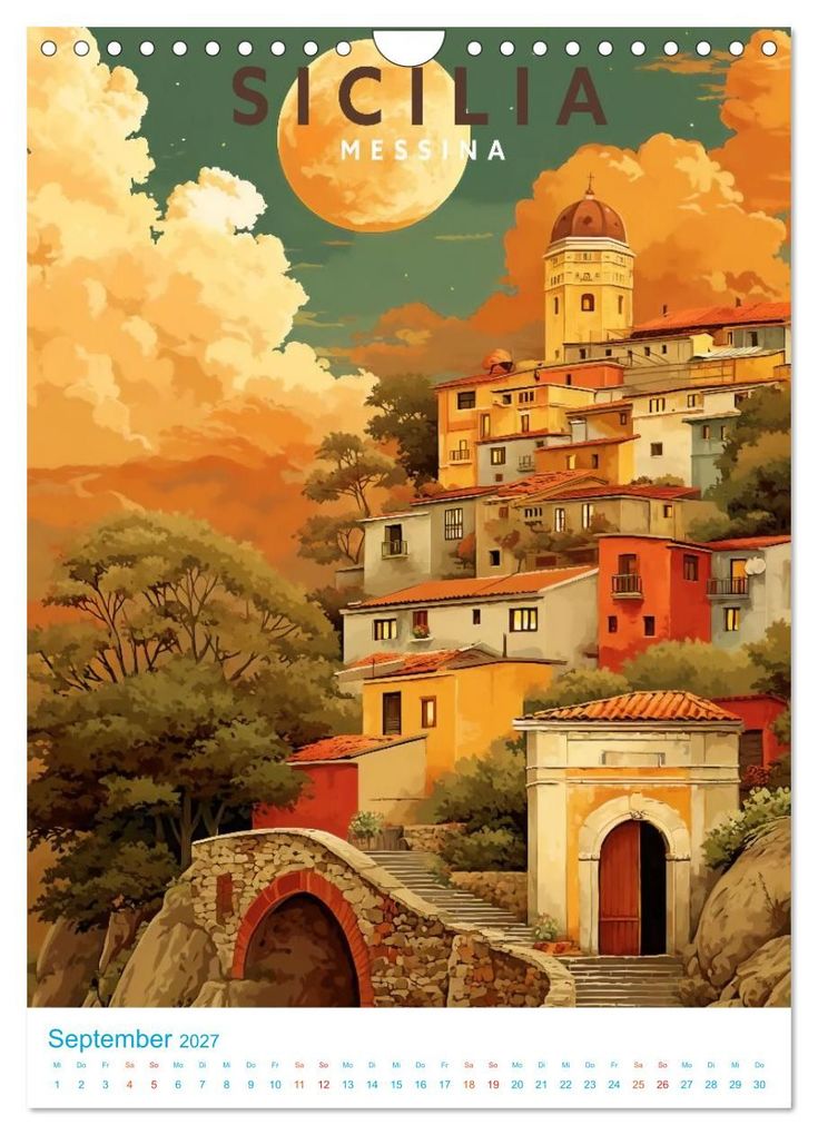 Weitere Ansicht: Sizilien - Old School Poster Style (Wandkalender 2027 DIN A4 hoch), CALVENDO Monatskalender | Val Thoermer, Calvendo