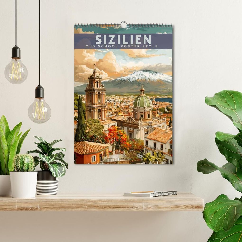 Weitere Ansicht: Sizilien - Old School Poster Style (Wandkalender 2027 DIN A3 hoch), CALVENDO Monatskalender | Val Thoermer, Calvendo