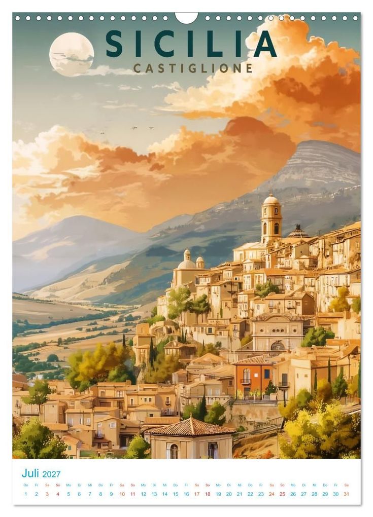 Weitere Ansicht: Sizilien - Old School Poster Style (Wandkalender 2027 DIN A3 hoch), CALVENDO Monatskalender | Val Thoermer, Calvendo