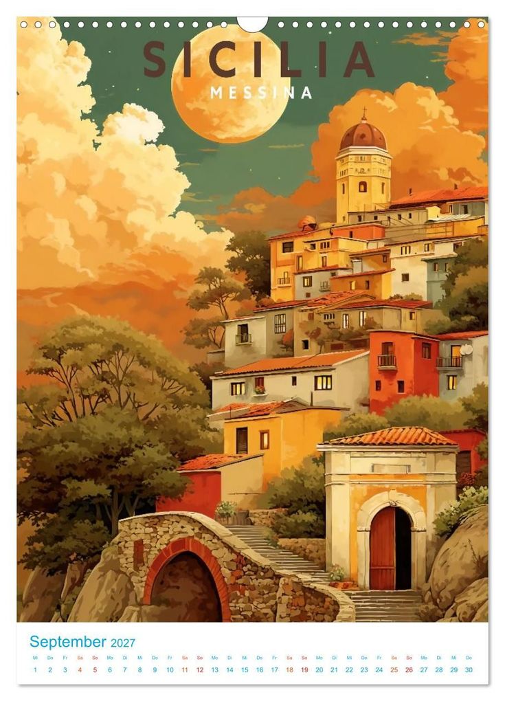Weitere Ansicht: Sizilien - Old School Poster Style (Wandkalender 2027 DIN A3 hoch), CALVENDO Monatskalender | Val Thoermer, Calvendo