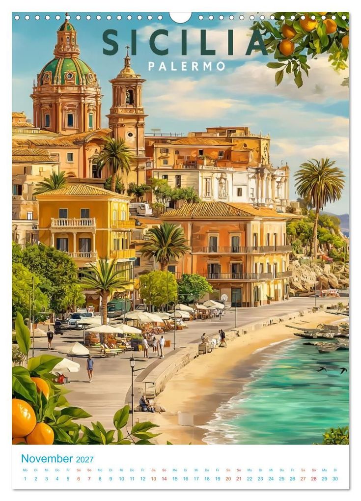 Weitere Ansicht: Sizilien - Old School Poster Style (Wandkalender 2027 DIN A3 hoch), CALVENDO Monatskalender | Val Thoermer, Calvendo