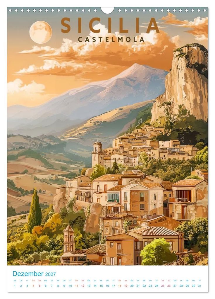 Weitere Ansicht: Sizilien - Old School Poster Style (Wandkalender 2027 DIN A3 hoch), CALVENDO Monatskalender | Val Thoermer, Calvendo