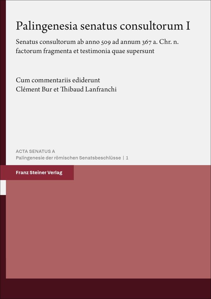 Produktbild: Palingenesia senatus consultorum. Vol. 1