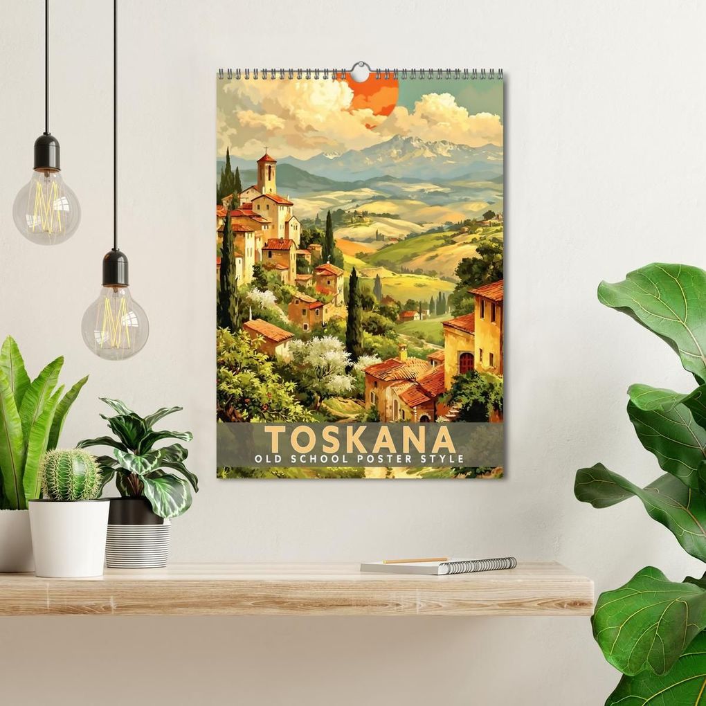 Weitere Ansicht: Toskana - Old School Poster Style (Wandkalender 2027 DIN A3 hoch), CALVENDO Monatskalender | Calvendo, Val Thoermer