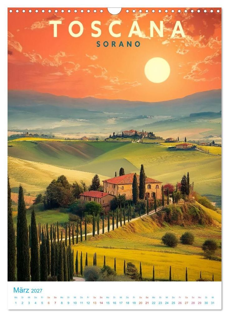 Weitere Ansicht: Toskana - Old School Poster Style (Wandkalender 2027 DIN A3 hoch), CALVENDO Monatskalender | Calvendo, Val Thoermer