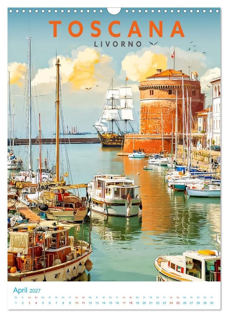 Weitere Ansicht: Toskana - Old School Poster Style (Wandkalender 2027 DIN A3 hoch), CALVENDO Monatskalender | Calvendo, Val Thoermer