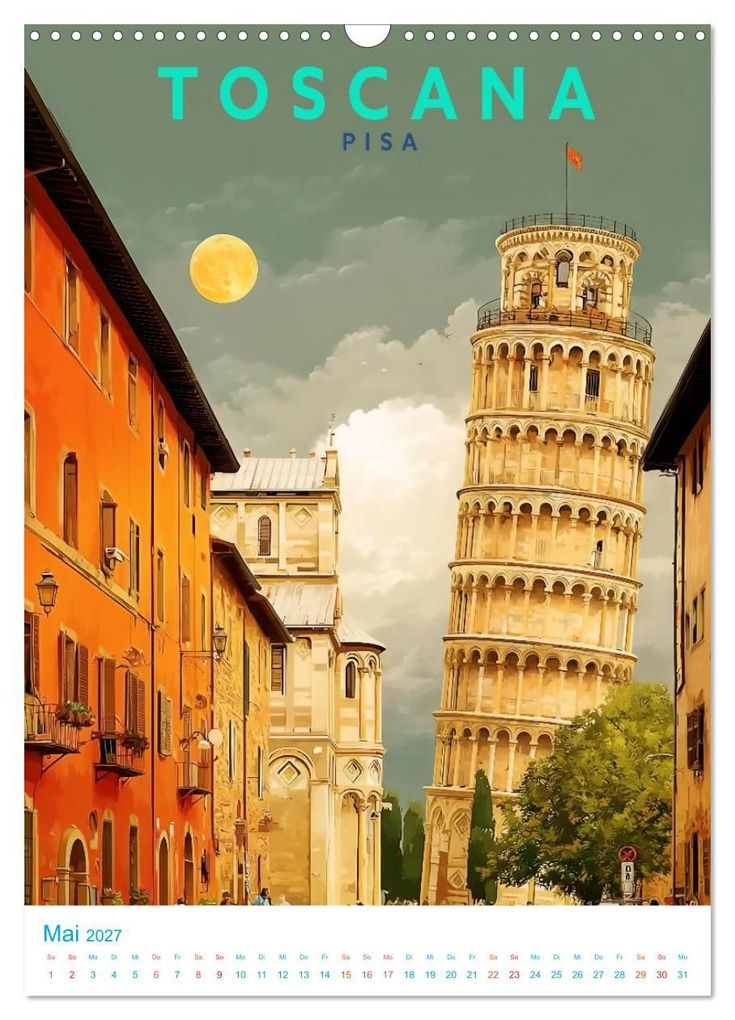 Weitere Ansicht: Toskana - Old School Poster Style (Wandkalender 2027 DIN A3 hoch), CALVENDO Monatskalender | Calvendo, Val Thoermer