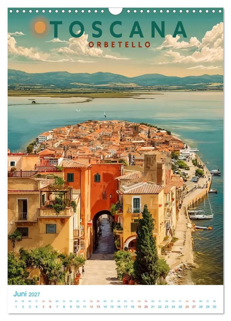 Weitere Ansicht: Toskana - Old School Poster Style (Wandkalender 2027 DIN A3 hoch), CALVENDO Monatskalender | Calvendo, Val Thoermer