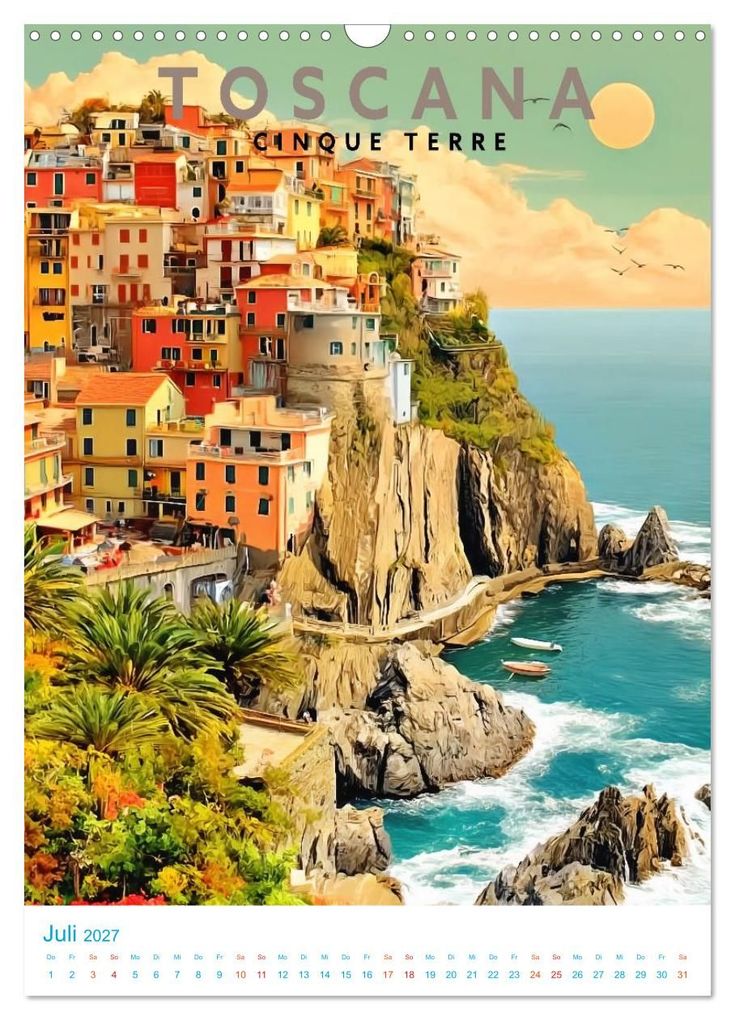 Weitere Ansicht: Toskana - Old School Poster Style (Wandkalender 2027 DIN A3 hoch), CALVENDO Monatskalender | Calvendo, Val Thoermer