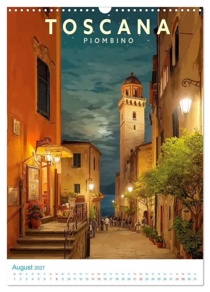 Weitere Ansicht: Toskana - Old School Poster Style (Wandkalender 2027 DIN A3 hoch), CALVENDO Monatskalender | Calvendo, Val Thoermer