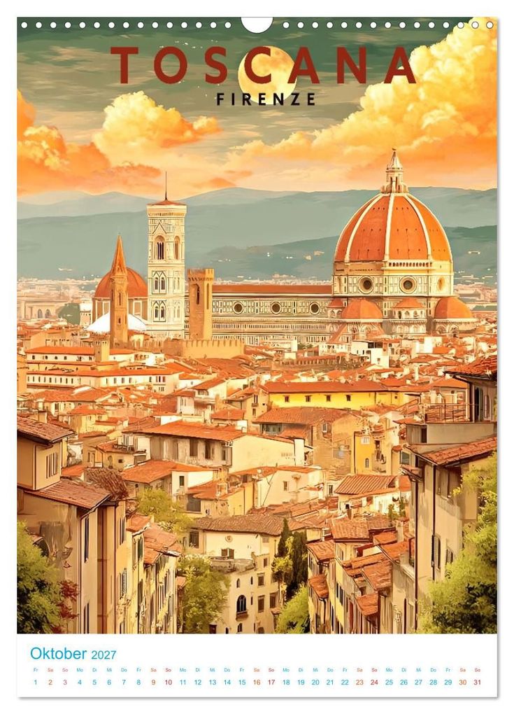 Weitere Ansicht: Toskana - Old School Poster Style (Wandkalender 2027 DIN A3 hoch), CALVENDO Monatskalender | Calvendo, Val Thoermer