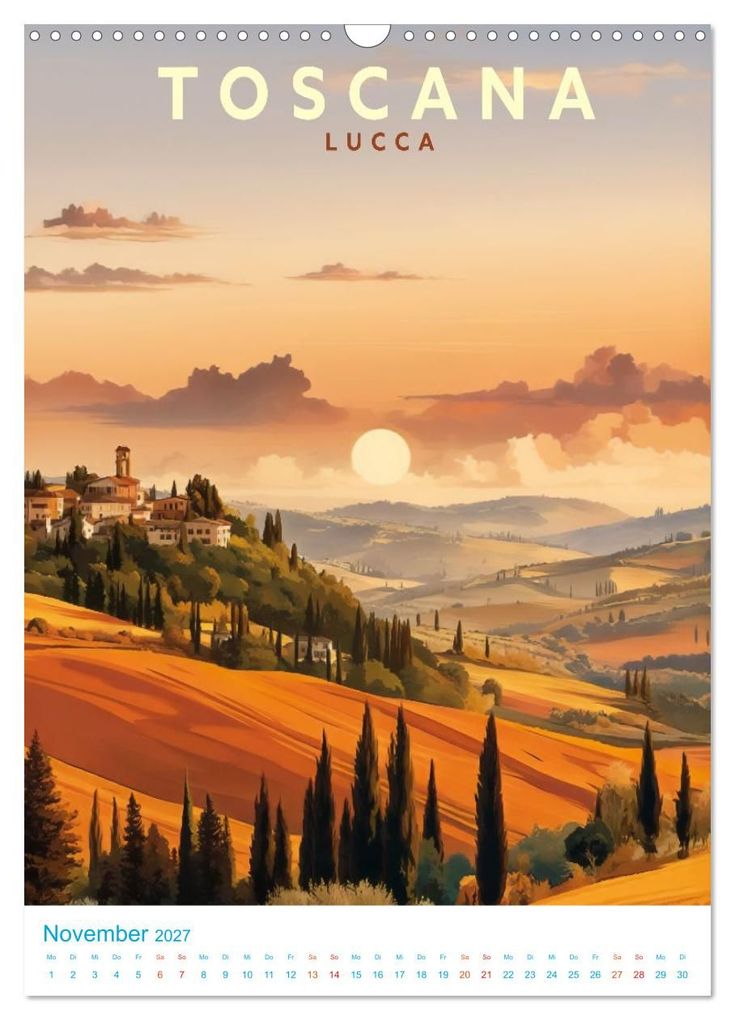 Weitere Ansicht: Toskana - Old School Poster Style (Wandkalender 2027 DIN A3 hoch), CALVENDO Monatskalender | Calvendo, Val Thoermer