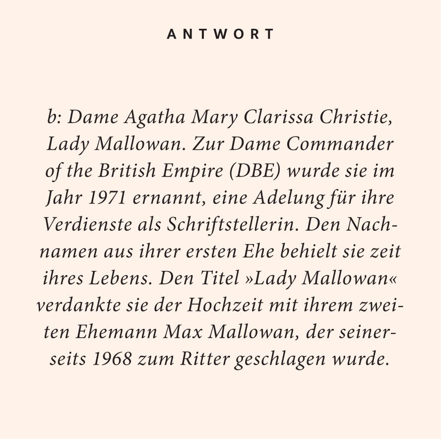 Weitere Ansicht: Agatha Christie-Quiz | Katja Scholz