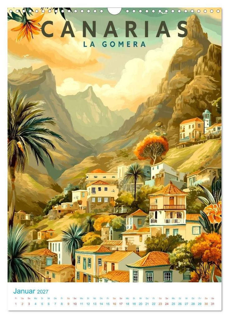 Weitere Ansicht: Kanarische Inseln - Old School Poster Style (Wandkalender 2027 DIN A3 hoch), CALVENDO Monatskalender | Calvendo, Val Thoermer