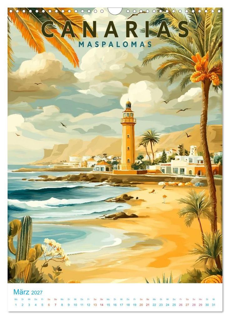 Weitere Ansicht: Kanarische Inseln - Old School Poster Style (Wandkalender 2027 DIN A3 hoch), CALVENDO Monatskalender | Calvendo, Val Thoermer