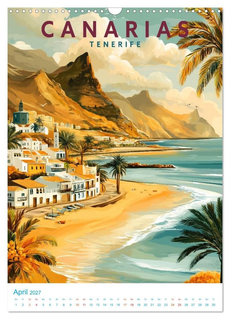 Weitere Ansicht: Kanarische Inseln - Old School Poster Style (Wandkalender 2027 DIN A3 hoch), CALVENDO Monatskalender | Calvendo, Val Thoermer