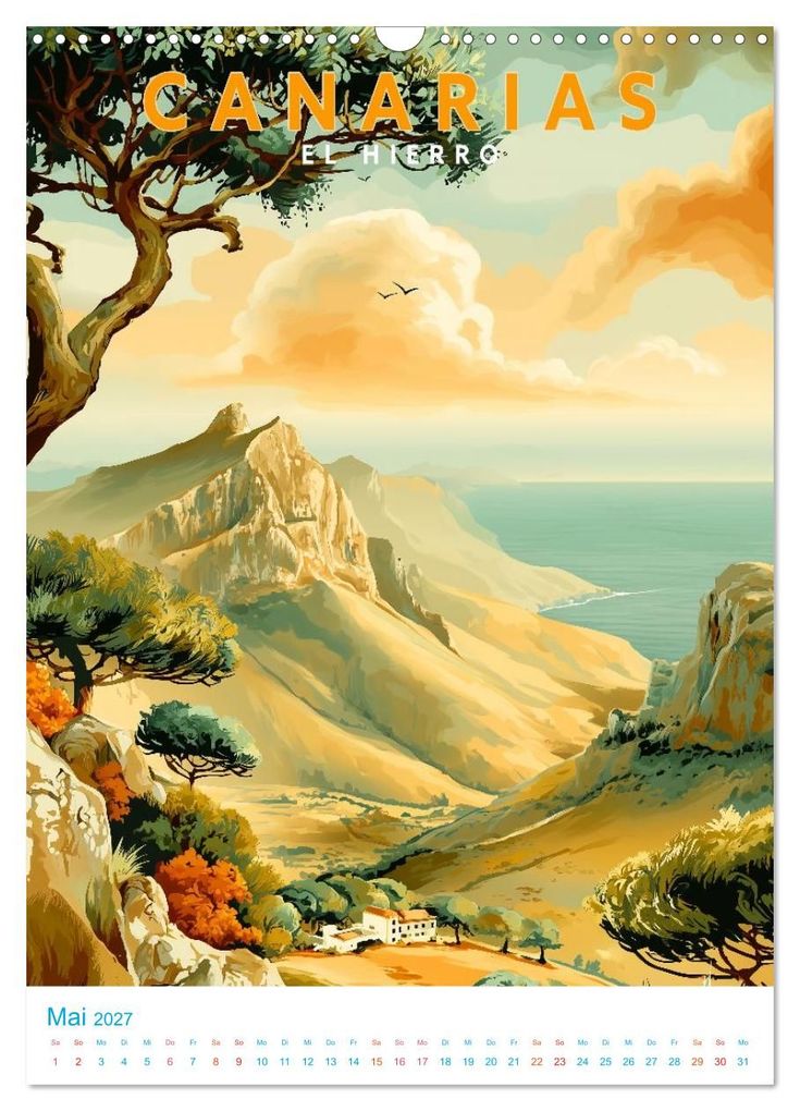 Weitere Ansicht: Kanarische Inseln - Old School Poster Style (Wandkalender 2027 DIN A3 hoch), CALVENDO Monatskalender | Calvendo, Val Thoermer