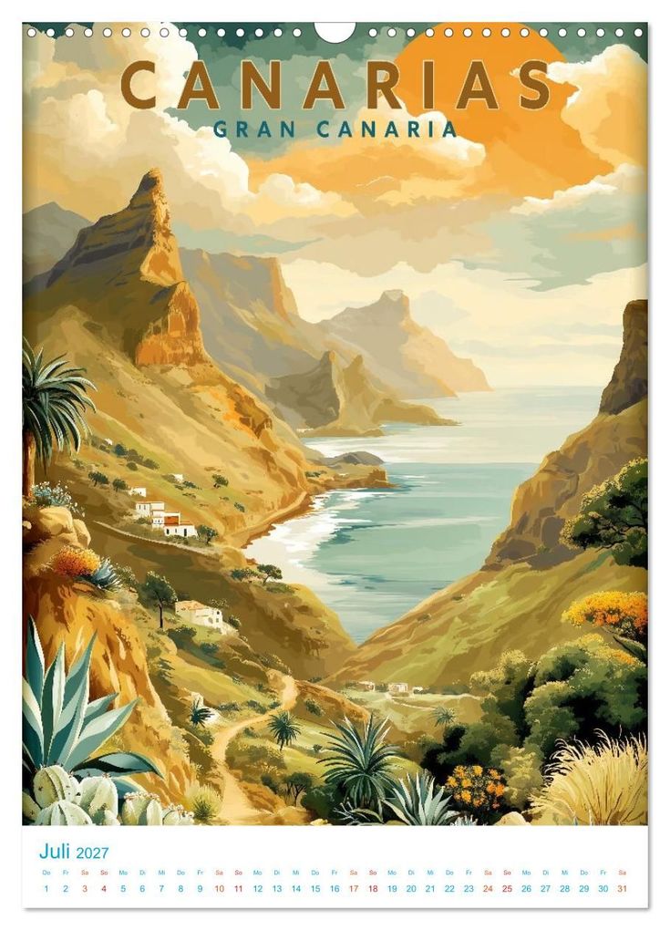 Weitere Ansicht: Kanarische Inseln - Old School Poster Style (Wandkalender 2027 DIN A3 hoch), CALVENDO Monatskalender | Calvendo, Val Thoermer