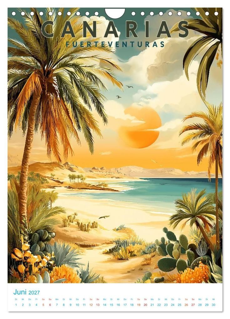 Weitere Ansicht: Kanarische Inseln - Old School Poster Style (Wandkalender 2027 DIN A4 hoch), CALVENDO Monatskalender | Calvendo, Val Thoermer