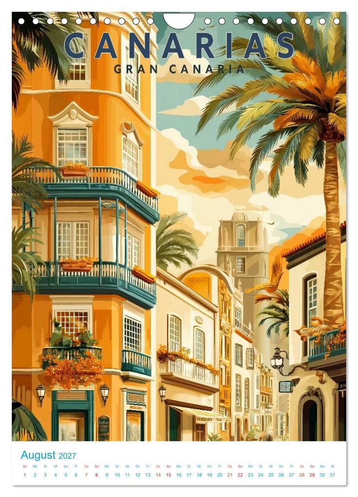 Weitere Ansicht: Kanarische Inseln - Old School Poster Style (Wandkalender 2027 DIN A4 hoch), CALVENDO Monatskalender | Calvendo, Val Thoermer