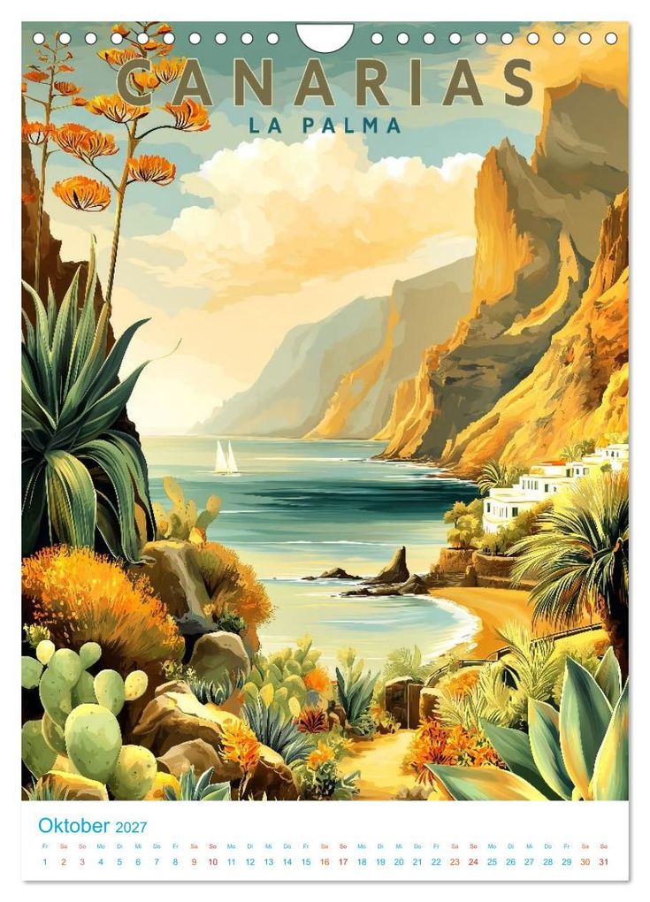 Weitere Ansicht: Kanarische Inseln - Old School Poster Style (Wandkalender 2027 DIN A4 hoch), CALVENDO Monatskalender | Calvendo, Val Thoermer