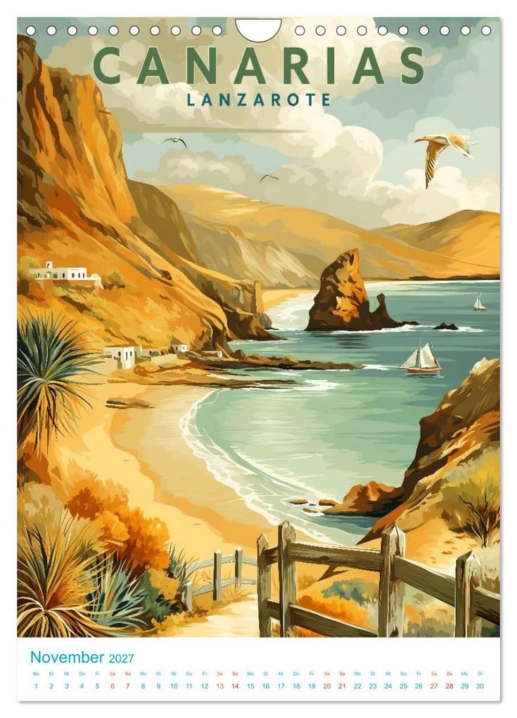 Weitere Ansicht: Kanarische Inseln - Old School Poster Style (Wandkalender 2027 DIN A4 hoch), CALVENDO Monatskalender | Calvendo, Val Thoermer