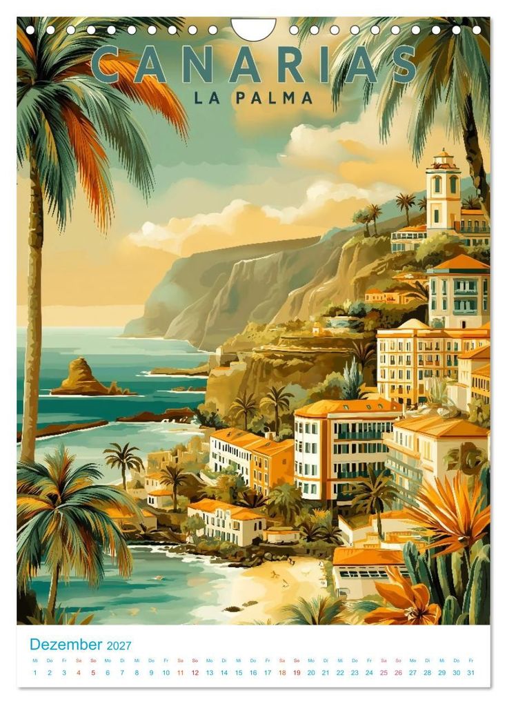 Weitere Ansicht: Kanarische Inseln - Old School Poster Style (Wandkalender 2027 DIN A4 hoch), CALVENDO Monatskalender | Calvendo, Val Thoermer