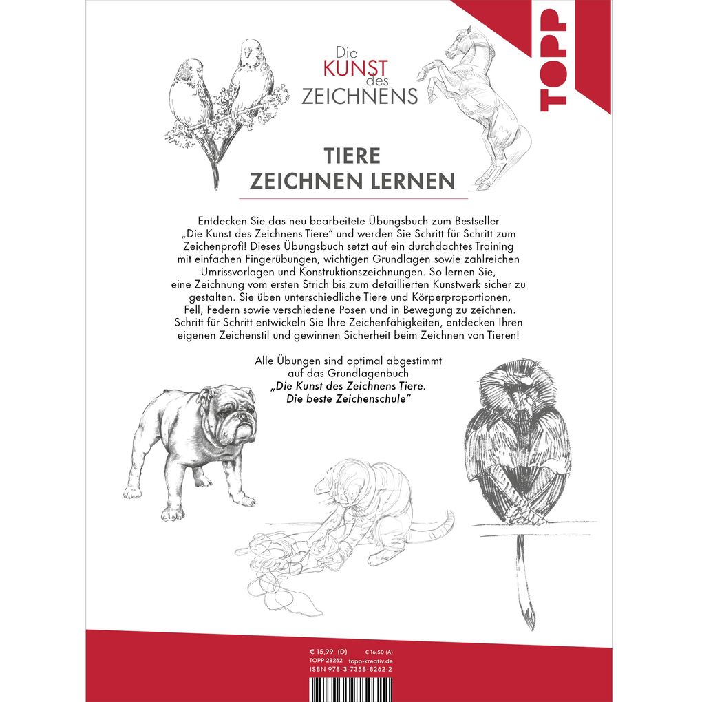 Weitere Ansicht: Die Kunst des Zeichnens Tiere Übungsbuch | Frechverlag