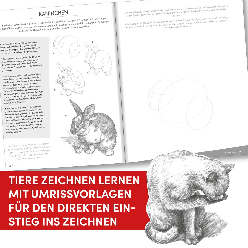 Weitere Ansicht: Die Kunst des Zeichnens Tiere Übungsbuch | Frechverlag