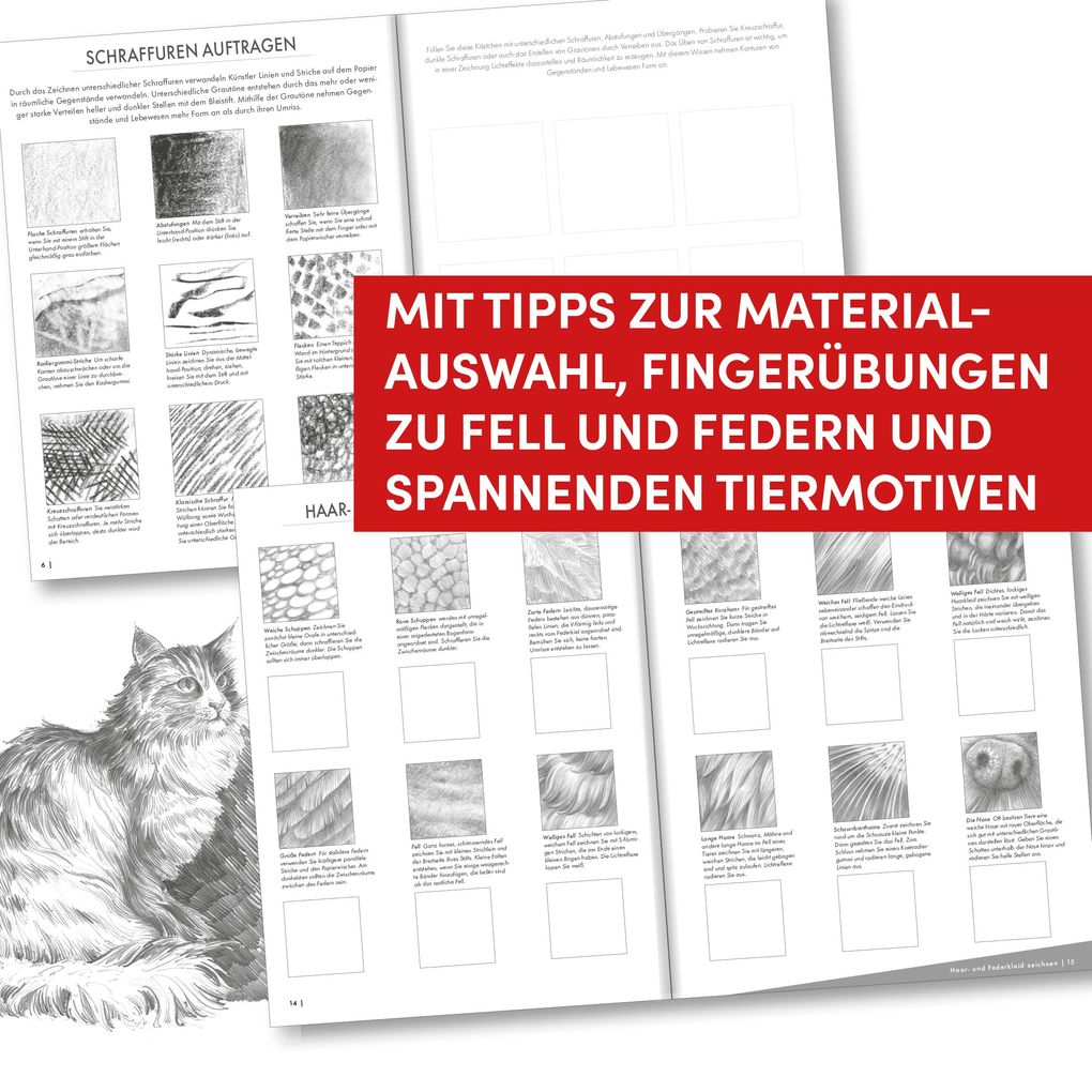 Weitere Ansicht: Die Kunst des Zeichnens Tiere Übungsbuch | Frechverlag