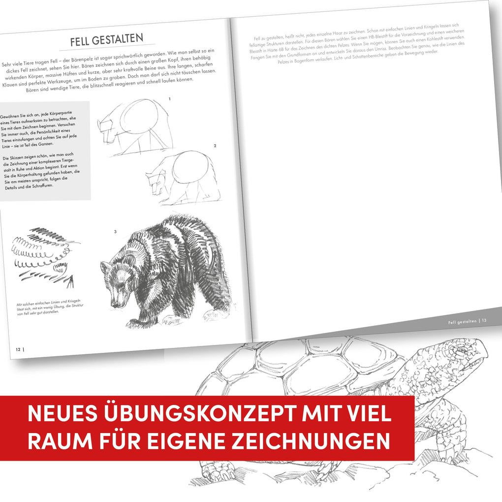 Weitere Ansicht: Die Kunst des Zeichnens Tiere Übungsbuch | Frechverlag