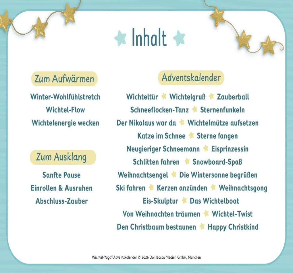 Weitere Ansicht: Wichtel-Yoga-Adventskalender. 24 Asanas für die Winter- und Weihnachtszeit | Gabriele Pohl