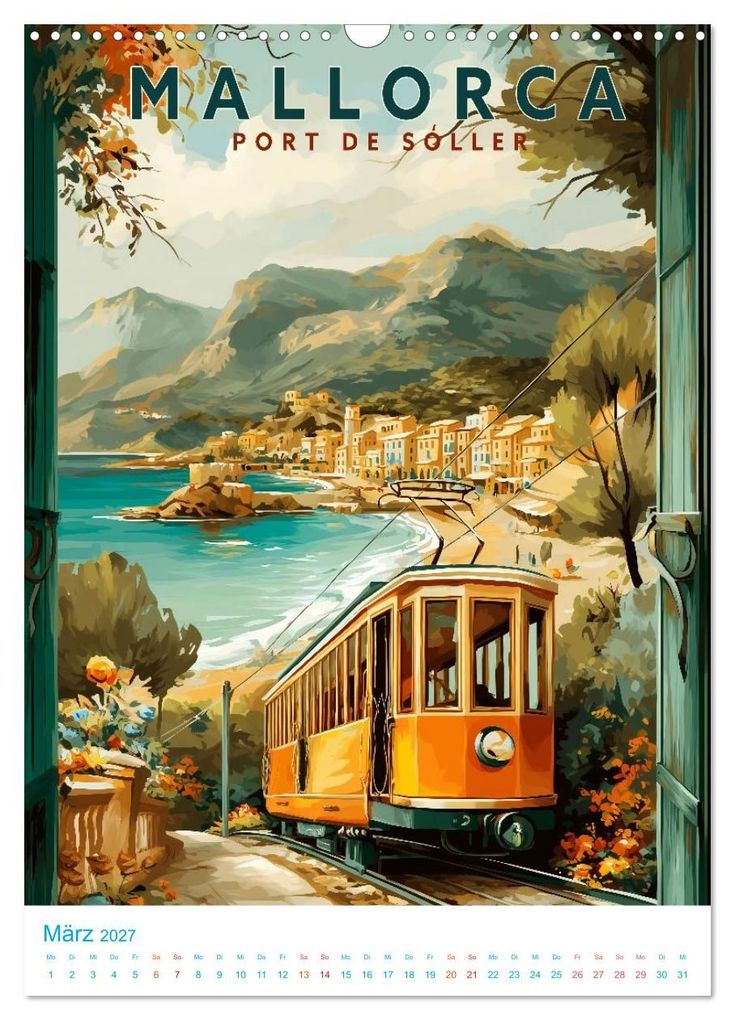 Weitere Ansicht: Mallorca - Old School Poster Style (Wandkalender 2027 DIN A3 hoch), CALVENDO Monatskalender | Calvendo, Val Thoermer